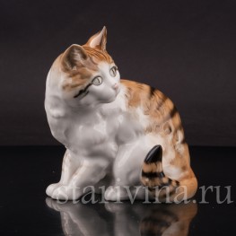 Фигурка из фарфора Полосатый кот Hutschenreuther, Германия, 1955-68 гг.