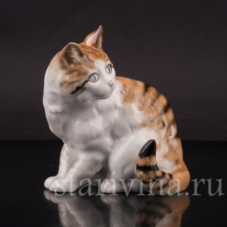 Фигурка из фарфора Полосатый кот Hutschenreuther, Германия, 1955-68 гг.