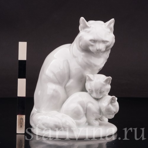 Фарфоровая статуэтка Кошка с котятами, Rosenthal, Германия, 1935 год.