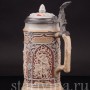 Старинная пивная кружка Охотники, 1/2 л, Villeroy & Boch, Германия, 1913 г.
