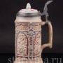 Старинная пивная кружка Охотники, 1/2 л, Villeroy & Boch, Германия, 1913 г.