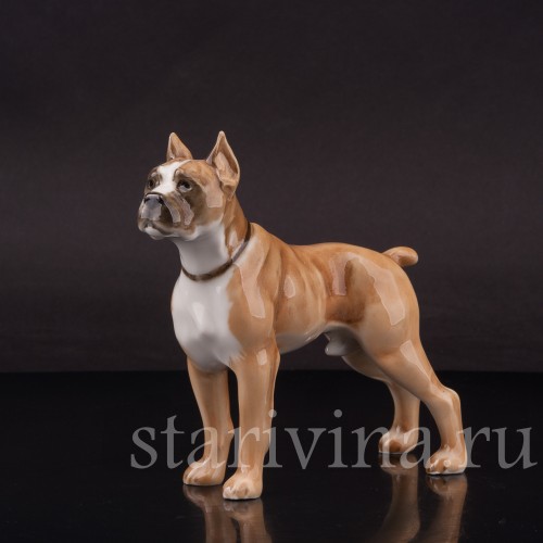 Фарфоровая фигурка собаки Боксёр, Hutschenreuther, Германия, 1960 гг.