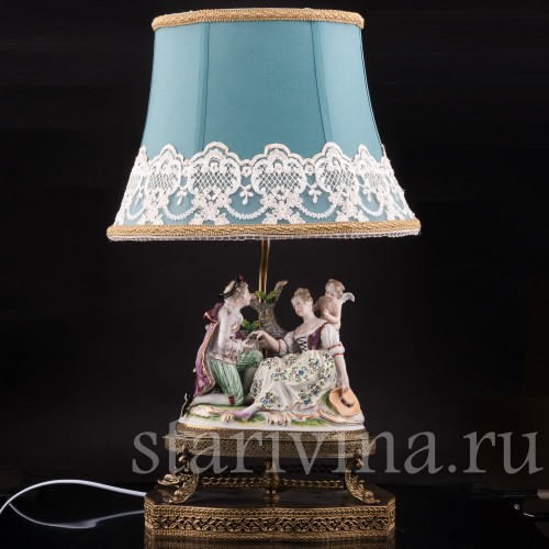 Фарфоровая лампа Влюбленная пара, Sitzendorf, Германия, сер. 20 века.