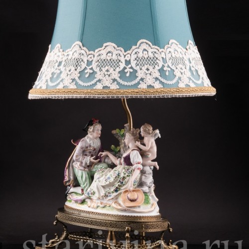 Фарфоровая лампа Влюбленная пара, Sitzendorf, Германия, сер. 20 века.