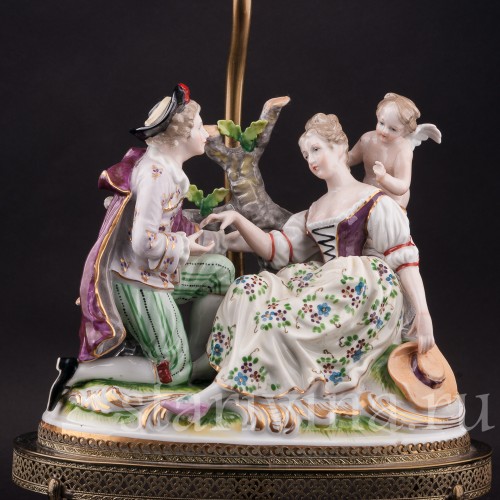 Фарфоровая лампа Влюбленная пара, Sitzendorf, Германия, сер. 20 века.