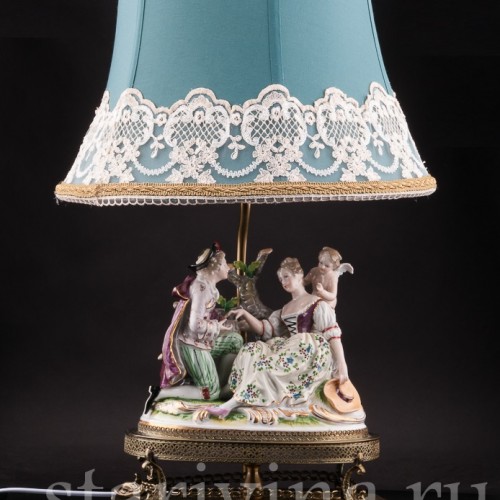 Фарфоровая лампа Влюбленная пара, Sitzendorf, Германия, сер. 20 века.