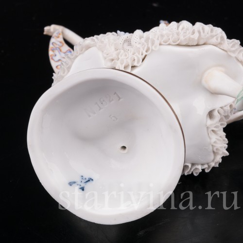 Статуэтка балерины из фарфора Танцовщица ар деко, кружевная, E. A. Muller, Германия, 1890-1927 гг.