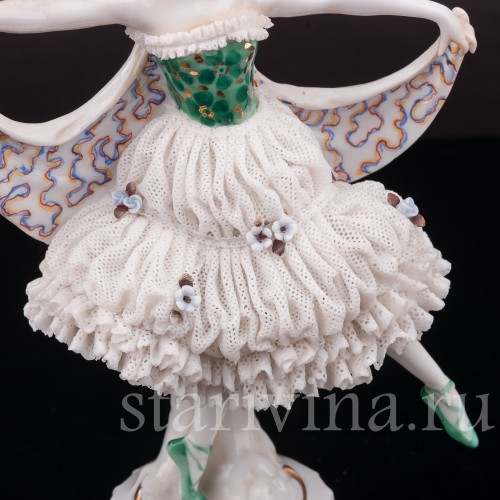 Статуэтка балерины из фарфора Танцовщица ар деко, кружевная, E. A. Muller, Германия, 1890-1927 гг.