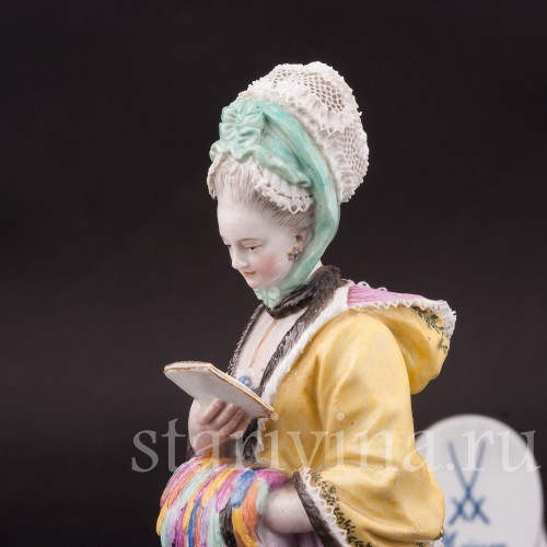 Фарфоровая статуэтка Дама с муфтой, читающая письмо, Meissen, Германия, сер. 19 - нач. 20 вв.