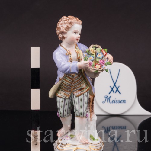 Фарфоровая статуэтка Мальчик с корзиной цветов, Meissen, Германия, перв. пол. 20 в.