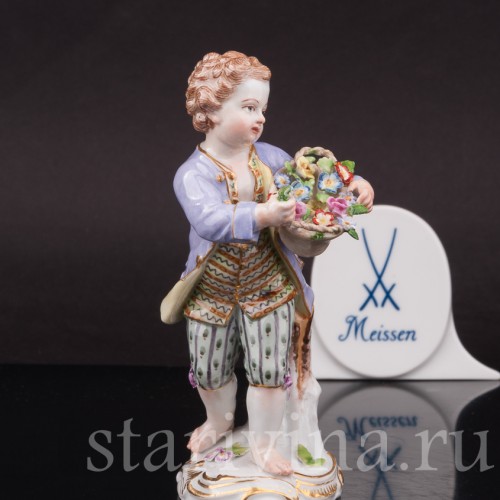 Фарфоровая статуэтка Мальчик с корзиной цветов, Meissen, Германия, перв. пол. 20 в.