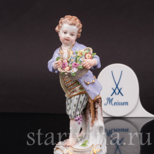 Фарфоровая статуэтка Мальчик с корзиной цветов, Meissen, Германия, перв. пол. 20 в.