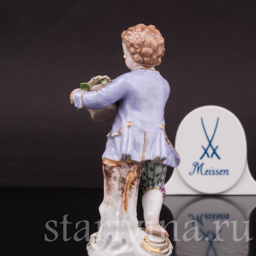 Фарфоровая статуэтка Мальчик с корзиной цветов, Meissen, Германия, перв. пол. 20 в.
