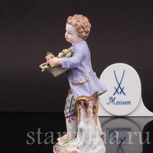 Фарфоровая статуэтка Мальчик с корзиной цветов, Meissen, Германия, перв. пол. 20 в.