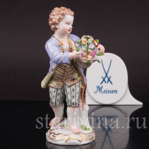 Фарфоровая статуэтка Мальчик с корзиной цветов, Meissen, Германия, перв. пол. 20 в.