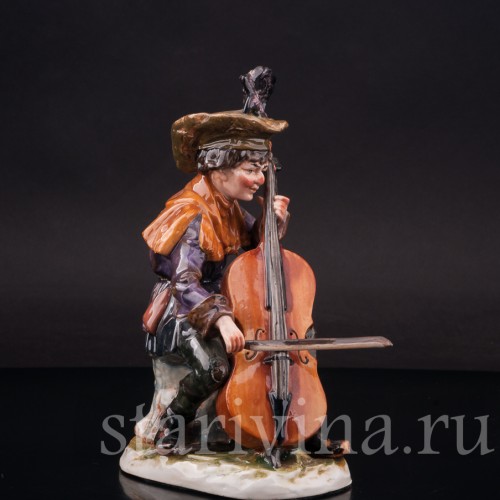 Статуэтка из фарфора Странствующий музыкант с контрабасом, Ernst Bohne Sohne, Германия, нач. 20 в.