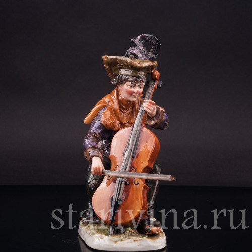 Статуэтка из фарфора Странствующий музыкант с контрабасом, Ernst Bohne Sohne, Германия, нач. 20 в.