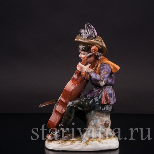 Статуэтка из фарфора Странствующий музыкант с контрабасом, Ernst Bohne Sohne, Германия, нач. 20 в.