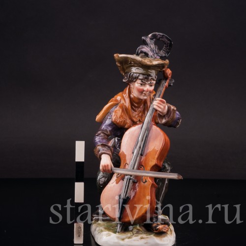 Статуэтка из фарфора Странствующий музыкант с контрабасом, Ernst Bohne Sohne, Германия, нач. 20 в.