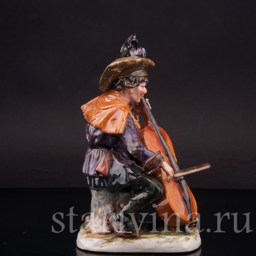 Статуэтка из фарфора Странствующий музыкант с контрабасом, Ernst Bohne Sohne, Германия, нач. 20 в.