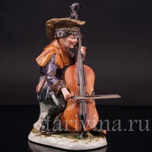 Статуэтка из фарфора Странствующий музыкант с контрабасом, Ernst Bohne Sohne, Германия, нач. 20 в.