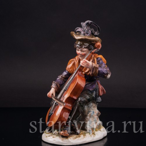 Статуэтка из фарфора Странствующий музыкант с контрабасом, Ernst Bohne Sohne, Германия, нач. 20 в.