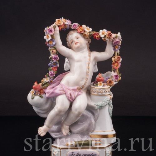 Фарфоровая статуэтка Купид, связывающий сердца, Meissen, Германия, сер. 19 - нач. 20 вв.