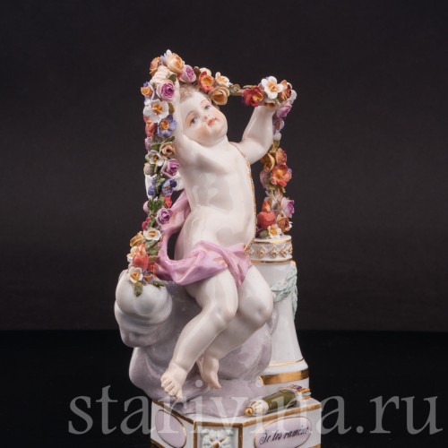 Фарфоровая статуэтка Купид, связывающий сердца, Meissen, Германия, сер. 19 - нач. 20 вв.