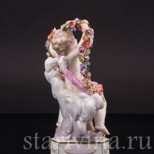 Фарфоровая статуэтка Купид, связывающий сердца, Meissen, Германия, сер. 19 - нач. 20 вв.
