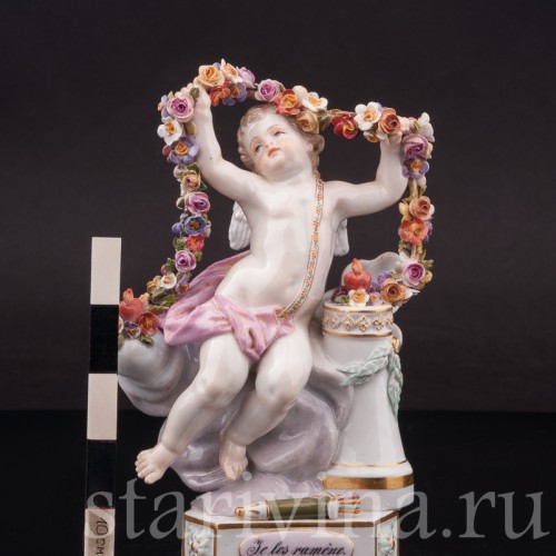 Фарфоровая статуэтка Купид, связывающий сердца, Meissen, Германия, сер. 19 - нач. 20 вв.