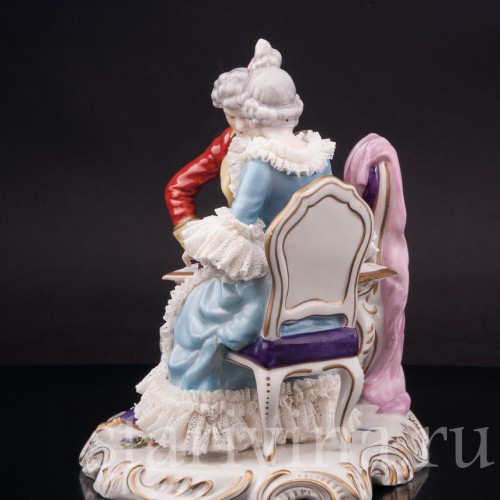 Фарфоровая композиция Шахматная партия, кружевная, Дрезден, Германия, сер. 20 века.