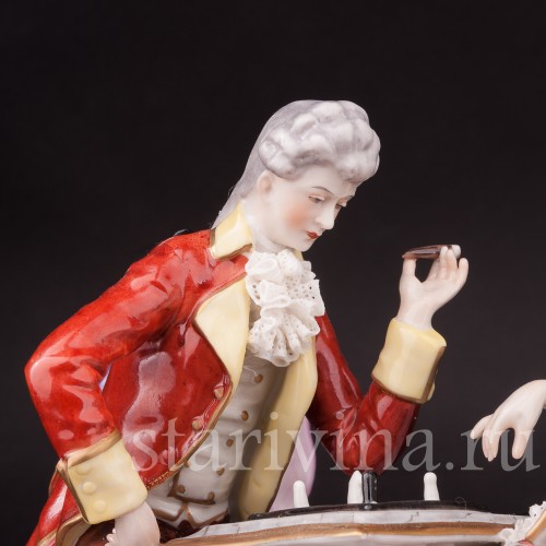 Фарфоровая композиция Шахматная партия, кружевная, Дрезден, Германия, сер. 20 века.