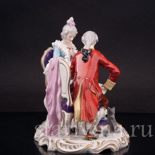 Фарфоровая композиция Шахматная партия, кружевная, Дрезден, Германия, сер. 20 века.