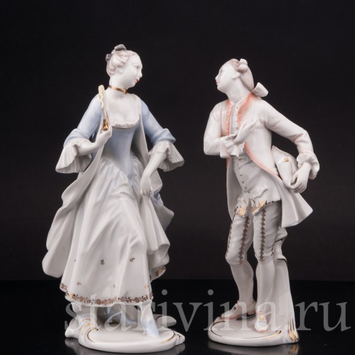 Парные фарфоровые статуэтки Маркиз и маркиза, Rosenthal, Германия, 1949 год.