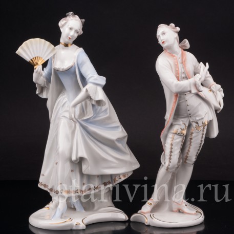 Парные фарфоровые статуэтки Маркиз и маркиза, Rosenthal, Германия, 1949 год.