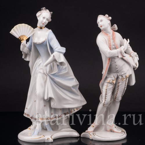 Парные фарфоровые статуэтки Маркиз и маркиза, Rosenthal, Германия, 1949 год.