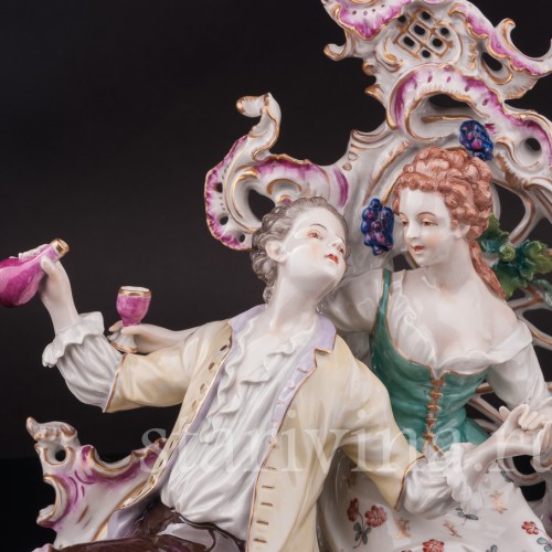 Фарфоровая композиция Вино любви, пасторальная пара, Volkstedt, Германия, нач. 20 в.