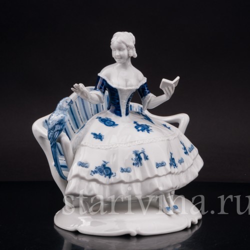 Фигурка из фарфора Девушка с попугаем на диване, Unterweissbach, Германия, кон. 20 в.