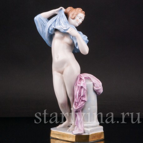 Фарфоровая статуэтка девушки Купальщица, Von Schierholz, Германия, 1930 гг.