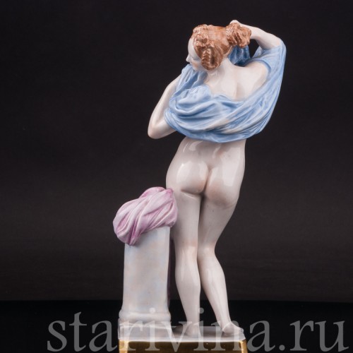 Фарфоровая статуэтка девушки Купальщица, Von Schierholz, Германия, 1930 гг.