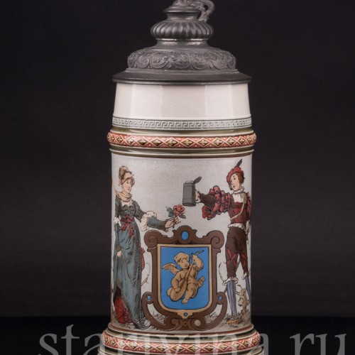 Старинная пивная кружка Влюблённые, 1/2 л, Villeroy & Boch, Германия, 1924 г.