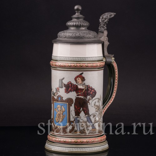 Старинная пивная кружка Влюблённые, 1/2 л, Villeroy & Boch, Германия, 1924 г.