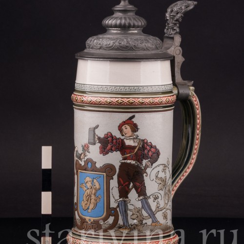 Старинная пивная кружка Влюблённые, 1/2 л, Villeroy & Boch, Германия, 1924 г.