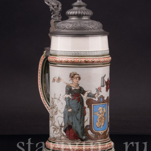 Старинная пивная кружка Влюблённые, 1/2 л, Villeroy & Boch, Германия, 1924 г.