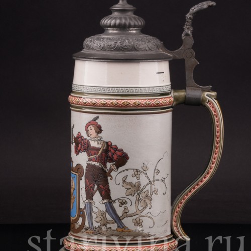 Старинная пивная кружка Влюблённые, 1/2 л, Villeroy & Boch, Германия, 1924 г.