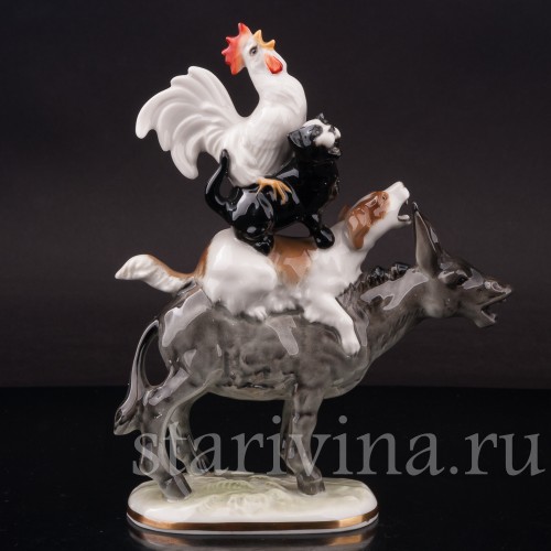 Фарфоровая фигурка собаки Бременские музыканты, Hutschenreuther, Германия, 1970 гг.