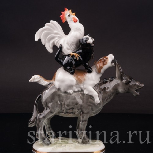 Фарфоровая фигурка собаки Бременские музыканты, Hutschenreuther, Германия, 1970 гг.