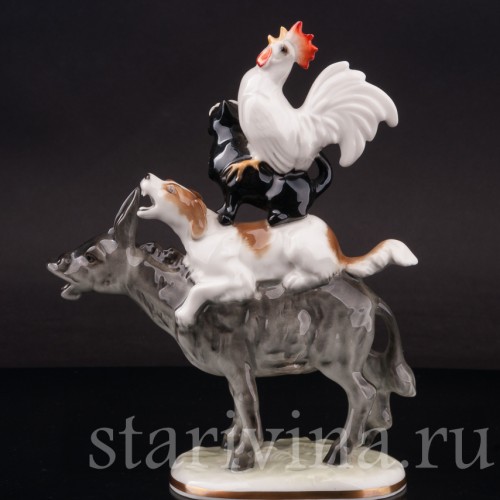 Фарфоровая фигурка собаки Бременские музыканты, Hutschenreuther, Германия, 1970 гг.