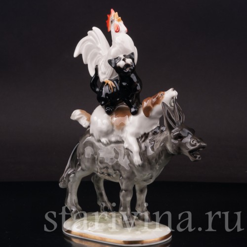 Фарфоровая фигурка собаки Бременские музыканты, Hutschenreuther, Германия, 1970 гг.
