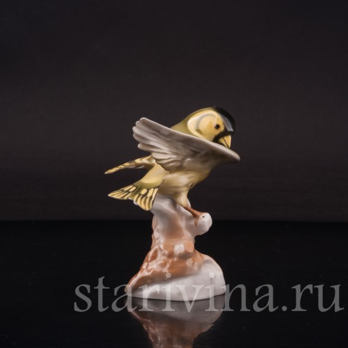 Фигурка птицы из фарфора Чиж, Hutschenreuther, Германия, 1970 гг.